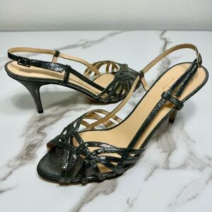 Kate Spade Shari Silver Metalgun Metallic Leather Stiletto Women’s Slingback 10